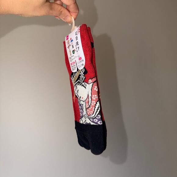 Tabi Red Black Socks Genmai Matcha Vintage Kimono Japan Baddie Maison Margiela - Picture 9 of 9